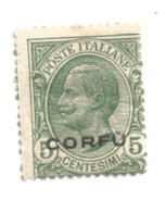 (COLONIE E POSSEDIMENTI) 1923, SOPRASTAMPATI, 5c - Francobollo Nuovo (CAT. SASSONE N.1) - Corfù