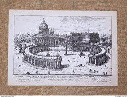 Roma Basilica Vaticana E Veduta Laterale Incisione Battista Falda 1665 Ristampa - Altri & Non Classificati