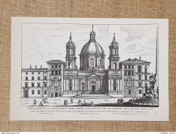 Roma Sant'Agnese Navona E San Luca Vaccino Incisione G.Batt. Falda 1665 Ristampa - Sonstige & Ohne Zuordnung