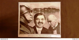 Il Duce Benito Mussolini, Laval E Simon Stampa Del 1935 - Altri & Non Classificati