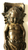 Superbe Ancien Angelot En Bronze - Décoration Ornement De Meuble + Autre Décoration - Bronzi