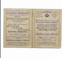 Vieux Papiers - Calendrier Du Sporting Club Montluçonnais Rugby Saison 1930-1931 - Formato Piccolo : 1921-40