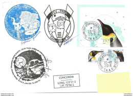 47 - 45 - Enveloppe Base Franco-italienne Concordia 2019 - Cachets Illustrés Recto/verso Et Signature - Bases Antarctiques