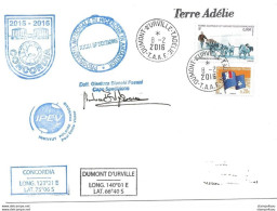 109 - 49 - Enveloppe TAAF Base Concordia - Terre Adélie Divers Cachets Et Signature 2016 - Estaciones Científicas