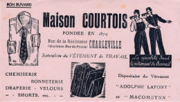 Buvard - Blotter - Maison COURTOIS - Chemiserie - Bonneterie - Rue De La Résistance Charleville (Ardenne) - Autres & Non Classés