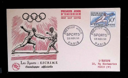 CL, FDC, Premier Jour, Paris, 28 Nov. 1953, Sports, Escrime, 962 - 1950-1959