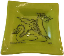 Cendrier Ashtray Couleur Verte Graoully De Metz Animal Mythique Apparence De Dragon - Andere & Zonder Classificatie