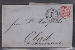 Nordd.Bund 1869 Faltbrief EF 16 Mit Thurn+Taxis-K1 " Eschwege/ 31.8." Nach Bayern , Rs HKS Poppenhausen - Storia Postale