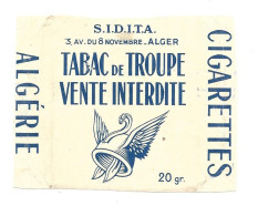 KB536 - FACE PAQUET TABAC DE TROUPE - CICARETTE ALGERIE S.I.D.I.T.A. - Estuches Para Cigarrillos (vacios)