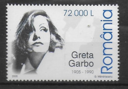 ROUMANIE   N° 4942  * *  ( Cote 5.80e ) Actrice Cinema Greta Garbo - Acteurs