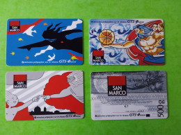 LOT DE 4 TELECARTES PREPAYEES SAN MARCO 2 MINUTES - Sonstige & Ohne Zuordnung