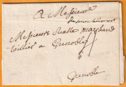 1759 - Marque Postale DEMONTELIMART Montelimar Manuscrite Sur Lettre Pliée Avec Correspondance Vers GRENOBLE - 1701-1800: Precursores XVIII