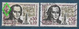 France 1963 - Variété - Y&T N° 1373 Vauquelin (oblit) - 1 Exemplaire Fond De Gauche En Rouge + 1 Normal Brun Olive. - Usados
