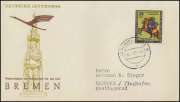 Eröffnungsflug Lufthansa Wiederaufnahme Flugverkehr Nach Bremen, 2.1.1957 - First Flight Covers