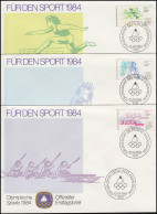 716-718 Olympia Sommerspiele Los Angeles 1984: Sporthilfe-FDC ESSt Berlin - Covers & Documents