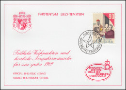 Liechtenstein 956 Weihnachten - Grußkarte Zum Jahreswechsel 1989 - Cartas Máxima