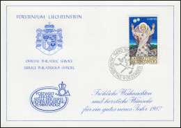 Liechtenstein 911 Weihnachten - Grußkarte Zum Jahreswechsel 1987 - Cartas Máxima