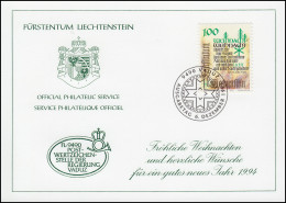 Liechtenstein 1075 Weihnachten - Grußkarte Zum Jahreswechsel 1994 - Maximum Cards