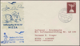 Berlin PU 19/17b Lufthansa LH 156/157 Frankfurt-Nizza, FRANKFURT/MAIN 24.5.1959 - Erst- U. Sonderflugbriefe