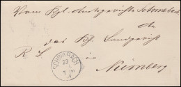 Bayern 1884: Dienst-Briefhülle Einkreis SCHWABACH 23.4.84 Nach NÜRNBERG 24.4.84 - Autres & Non Classés