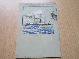 C.P. De Bernard R. LACHÈVRE - S/s Circassie - Publicité Pour Cie De Navigation PAQUET - Écrite Et Signée Par Le Maître - Maler Und Bildhauer