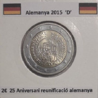 2 Euros Alemania / Germany  2015 25 Jahre Deutsche Einheit  D,G O J Sin Circular - Duitsland