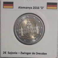 2 Euros Alemania / Germany   2016 Sachsen  D O G Sin Circular - Allemagne