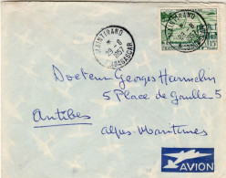 MADAGASCAR1957 AIRMAIL LETTER SENT FROM MAINTIRANO TO ANTIBES - Cartas & Documentos