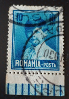 Romania 1931 King Michael I  Child, 10 L,  Blue, Watermark ,with Tail Edge Down Usted - Variétés Et Curiosités