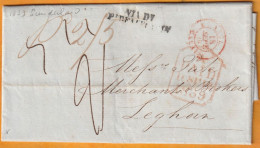 1839 - QV - Lettre Pliée De MONKWEARMOUTH, Sunderland, Angleterre Vers LEGHORN LIVORNO, Toscana Via London & Calais - ...-1840 Vorläufer