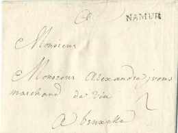 BELGIQUE MARQUE NAMUR POUR BRUXELLES DE 1774  LETTRE COVER - 1714-1794 (Pays-Bas Autrichiens)