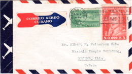 Cuba 1946, 3+5 C Auf Luftpost Brief V. Havanna N. USA M. Cuban. Air Mail Etikett - Altri - America