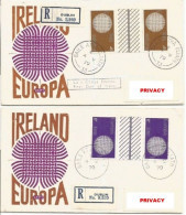 Europa CEPT 1970 Eire Ireland Issue 2v In Gutter Pairs On 2 FDCs Traveled To Italy - FDC