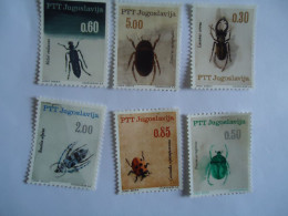 YUGOSLAVIA MNH  6  SET  STAMPS 1966 INSECTS - Coleotteri