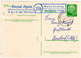 BRD 1957, Landpost Stpl. 13b WALD B. WINHÖRING über Mühldorf Auf Karte M. 10 Pf. - Sammlungen