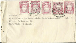 Bolivien, MeF 5x90 C. Revolution 1943 Auf Zensur Brief N. Schweden - Bolivia