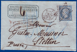 Preussen 1866, 20 C. Auf Frankreich Brief M. 28 1/2 SGr.(!) Porto! #S767 - Cartas & Documentos