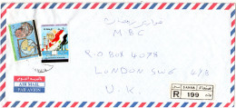 Jemen, Provisional Overprints On Registered Airmail Cover To GB. #S485 - Yemen