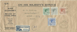Bahamas 1940, Offiz. War Economy Envelope, Einschreiben M. 4 Marken N. Schweden - Bahama's (1973-...)