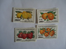 CYPRUS TURKEY MNH 4  FRUITS  OVERPRINT 1976 - Ungebraucht