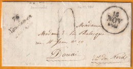 1841 - Cursive 76 NOUVION En PONTHIEU, Somme Sur Lettre Pliée Avec Corresp Vers DOUAI Via Paris - Cad Arrivée - 1801-1848: Voorlopers XIX