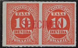 Brazil 1890 Postage Due Stamp ABN 10 Réis Pair With Overprint Specimen Mint - Timbres-taxe