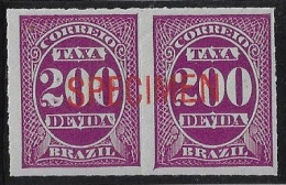 Brazil 1890 Postage Due Stamp ABN 200 Réis Pair With Overprint Specimen Mint - Segnatasse