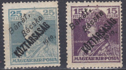 Hongrie Banat Bacska 1919 Mi 37-38 NMH ** Roi Charles IV (A9) - Banat-Bacska