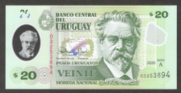 Uruguay 20 Pesos Juan Zorrilla De San Martin P-101 2020 Polymer Serie A - Uruguay