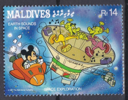 Maldives 1988 ** Exploration Spatiale - Personnages De Dessins Animés Walt Disney (A4) - Maldives (1965-...)