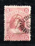 Queensland 1882 Old 5 Shilling Victoria Stamp Nice Used - Gebruikt