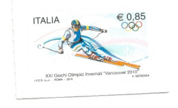 (REPUBBLICA ITALIANA) 2010, GIOCHI OLIMPICI INVERNALI, VANCOUVER 2010 - Francobollo Nuovo MNH - 2001-10:  Nuevos