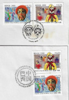 2000 2 Cover Stamp Joint Issue Brazil China 25 Years Diplomatic Relations Between Countries Brazilian Mask Chinese Doll - Cartas & Documentos