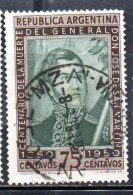 ARGENTINA 1950 PORTRAIT OF GENERAL DE SAN MARTIN 75c USED USADO OBLITERE' - Gebruikt